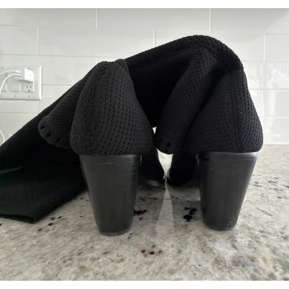 Jeffrey Campbell‎ Size 8.5 Black Over-the-Knee Knit Wedge Boots